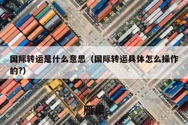 国际转运是什么意思（国际转运具体怎么操作的?）