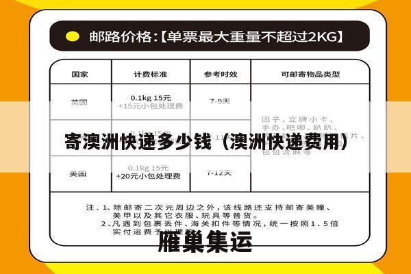 寄澳洲快递多少钱（澳洲快递费用）