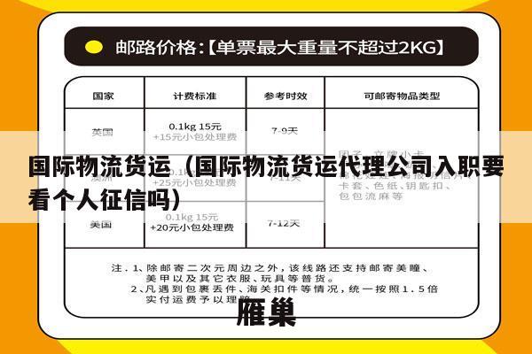 国际物流货运（国际物流货运代理公司入职要看个人征信吗）